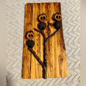 Vintage Owl Wooden Picture